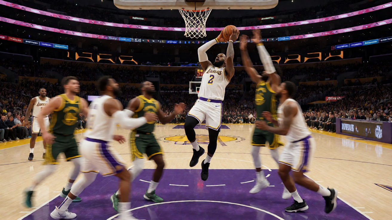 篮球NBA比赛现场激烈对抗瞬间
